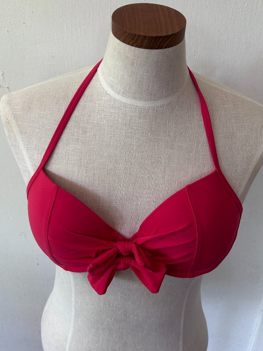 Aerie Bridget Bikini Top‎ Womens 34C Pink Double Bow Cute Swimwear Resortwear